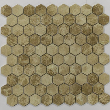 Мозаика Pietrine Hexagonal - "соты" Emperador light MAT (18x30x6), 285x305x6