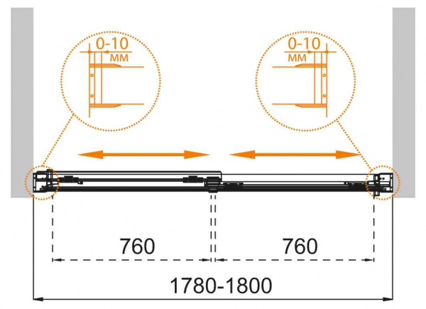 Душевая шторка на ванну Cezares TANDEM-SOFT-VF-2-180/145-P-Cr