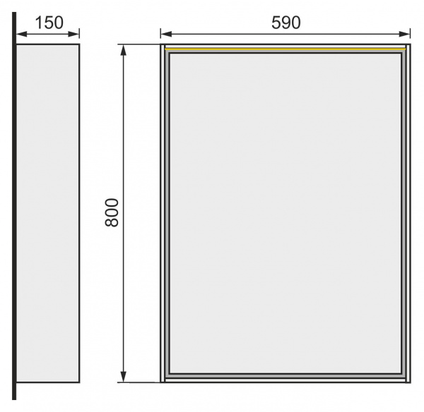 Зеркало-шкаф Raval Frame 60 Дуб сонома с подсветкой, розеткой, Fra.03.60/W-DS