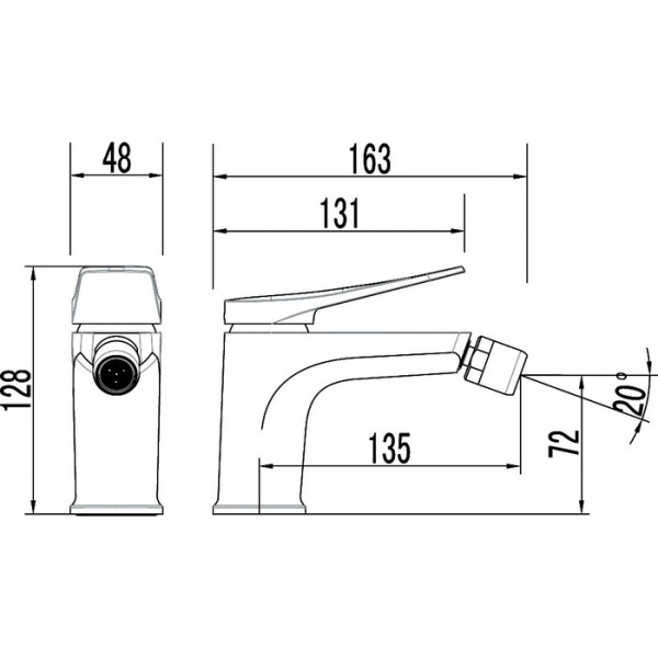 Смеситель для биде Lemark Bronx с донным клапаном, графит, LM3708GM
