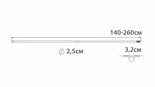 Карниз для ванной Fixsen раздвижной 140-260 см, хром, FX-51-201