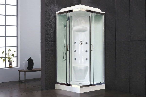 Гидромассажный бокс Royal Bath 80х80х217, белое/прозрачное стекло, хромированный профиль, RB 80HP7-W