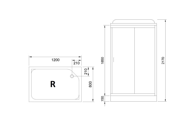 Гидромассажный бокс Royal Bath  120х80х217, белое/матовое стекло, хромированный профиль, правая, RB 