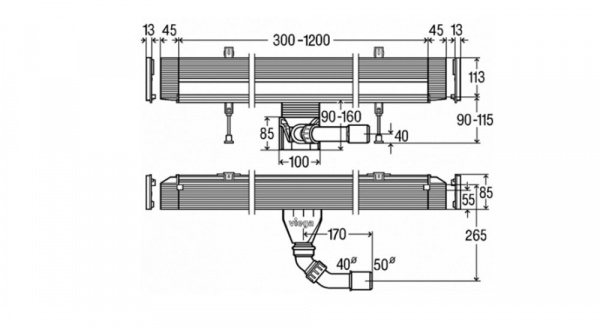 Лоток Viega Advantix Wall drain vario, встраиваемый в стену (300-1200мм) 736552