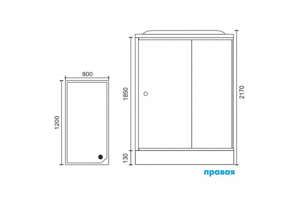 Гидромассажный бокс Royal Bath  120х80х217, белое/прозрачное стекло, белый профиль, правая, RB 8120H