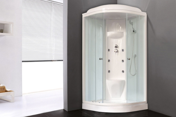 Гидромассажный бокс Royal Bath 100х100х217, белое/прозрачное стекло, белый профиль, RB 100HK7-WT