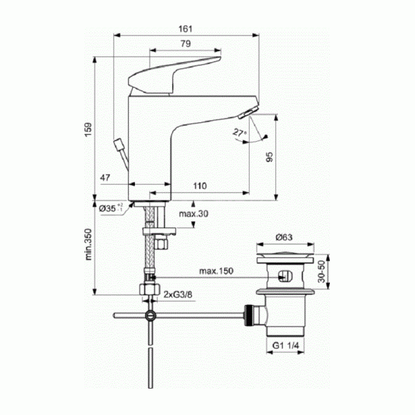 Комплект 3 в 1 Ideal Standart (B1713AA + B1721AA + B2620AA) BD001AA