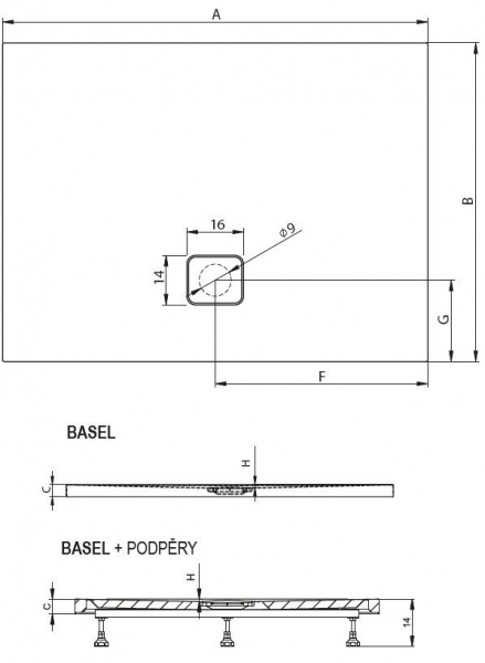 Душевой поддон Riho BASEL 430  100х100, черный матовый, хром, DC341700000000S