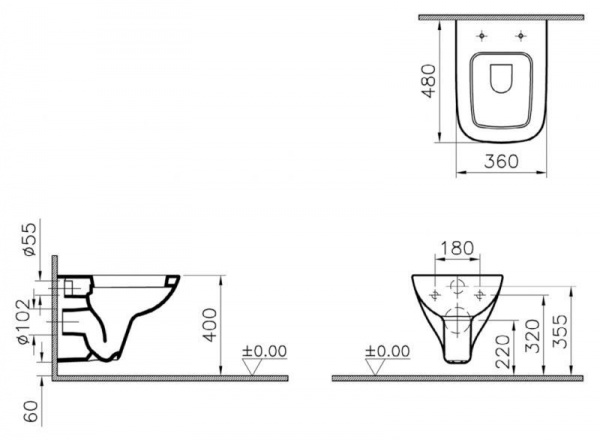 Унитаз подвесной Vitra S-20,  5505B003-0101