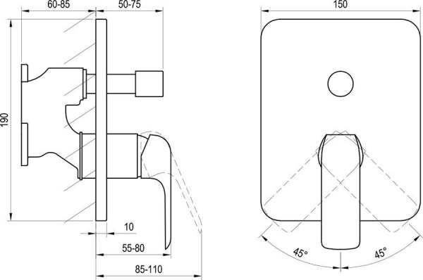 Смеситель для душа/ванны Ravak Flat FL 065 с переключателем