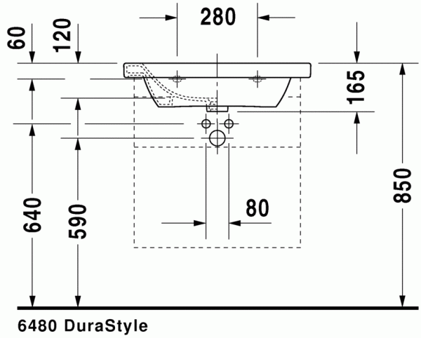 Раковина для мебели Duravit Durastyle 650 х 480 мм, с переливом, 2320650000