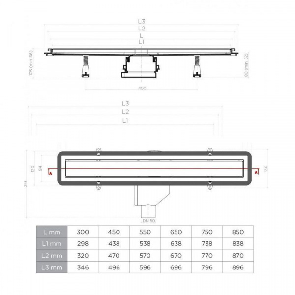 Душевой лоток Pestan Confluo Premium Black Glass Line 850, 13000295