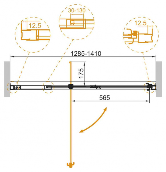 Душевая дверь Cezares VARIANTE-B-1-130/140-C-Cr