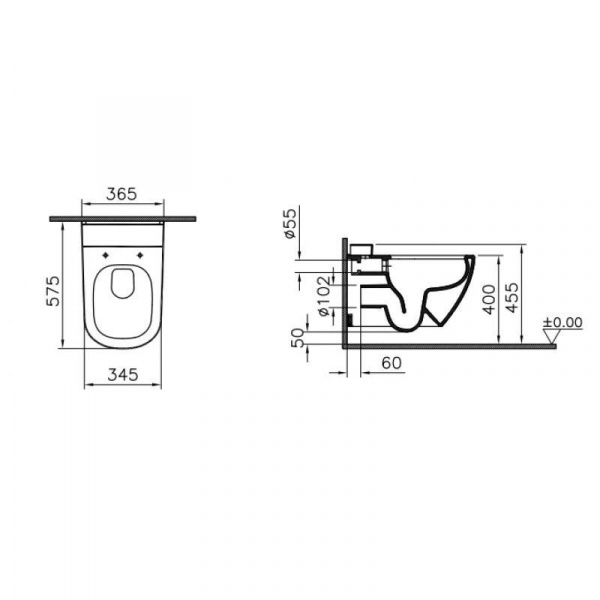 Унитаз подвесной Vitra D-Light с крышкой дюропласт, 5911B003-6099