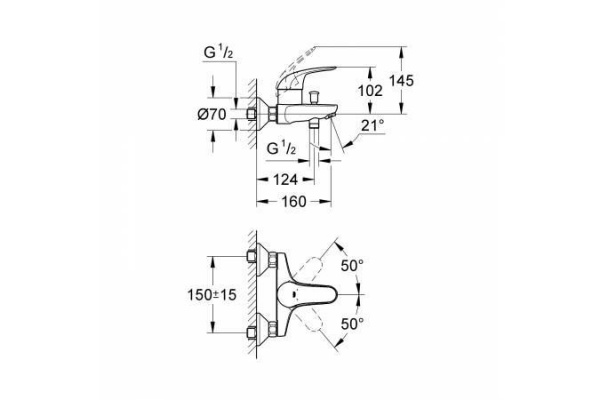 Смеситель для ванны Grohe Euroeco, хром, 32743000