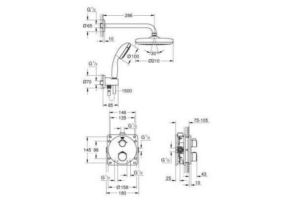 Душевая система Grohe Grohtherm, с термостатом, хром, 34727000