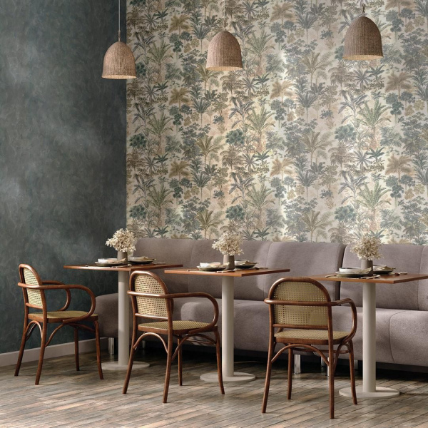 Обои виниловые Kerama Marazzi Оазис мотив, тёмный зелёный, KM6205