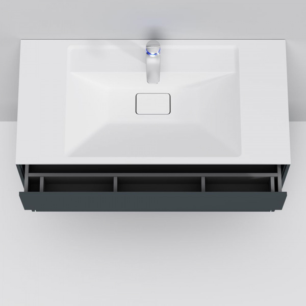 Тумба подвесная под раковину AM.PM INSPIRE V2.0 100 см, 3 ящика, push-to-open, графит матовый, M50AF