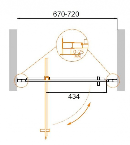 Душевая дверь Cezares MOLVENO-BA-1-70-C-Cr-IV