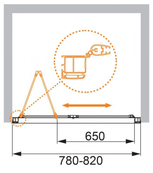 Душевая дверь Cezares Anima 80*195 см, прозрачное стекло, хромированный профиль, ANIMA-W-BS-80-C-Cr