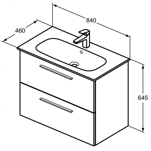 Раковина Ideal Standard i.life Vanity 84x46 см с отверстием под смеситель, T462001