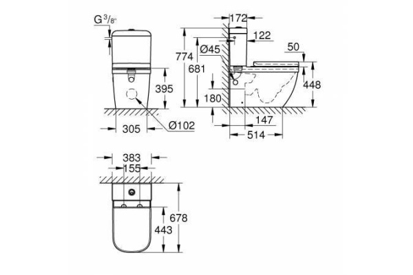 Унитаз-компакт Grohe Euro Ceramic , комплект, альпин/белый, 39462000