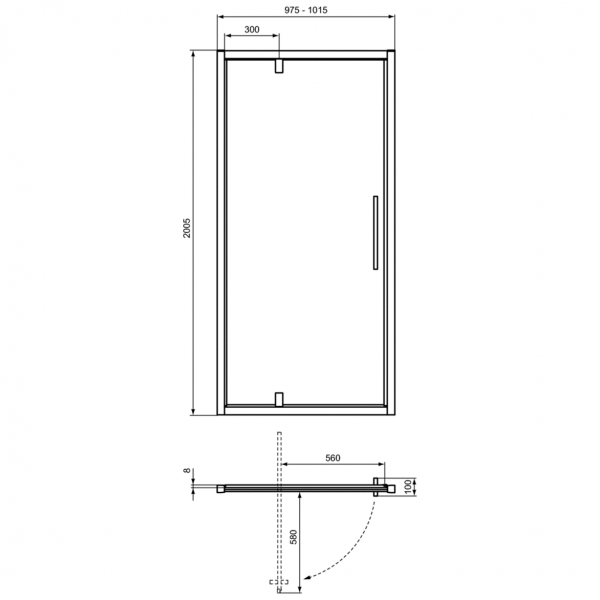 Душевые двери Ideal Standard I.Life PV 100 см для установки в нишу, T4841EO