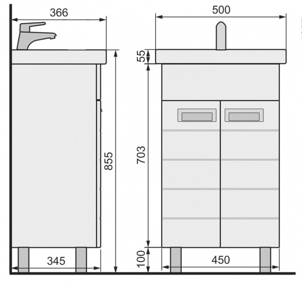 Тумба Raval Kub 50 напольная Белая, Kub.01.50/N/W