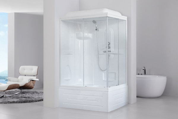 Гидромассажный бокс Royal Bath 120х80х217, прозрачное  стекло, белый профиль, левая, RB 8120BP1-T-L
