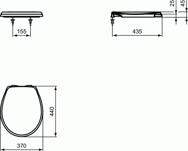 Сидение с крышкой Ideal Standard ECCO/EUROVIT/TORNADO, с функцией плавного закрытия, дюропласт, W303