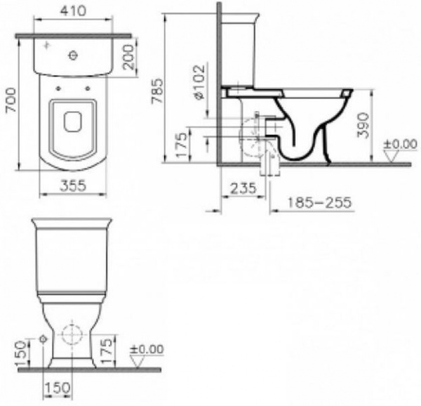 Унитаз-компакт Vitra SERENADA с крышкой микролифт, 9722B003-7203