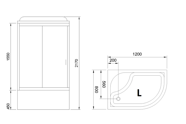 Гидромассажный бокс Royal Bath 120х80х217, матовое стекло, белый профиль, левая, RB 8120ВК2-M-L