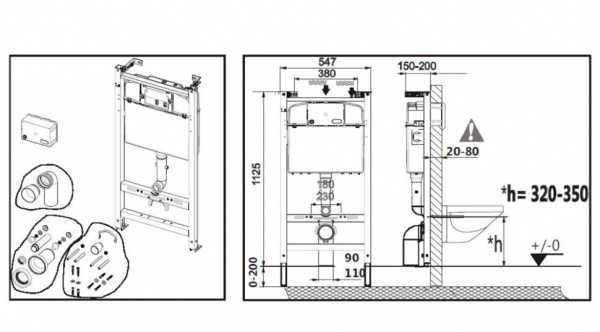 ПЭК Roca Меридиан / Meridian 480мм унитаз+сид.микр.+инстал.+кнопка, 7.8931.0.411.0