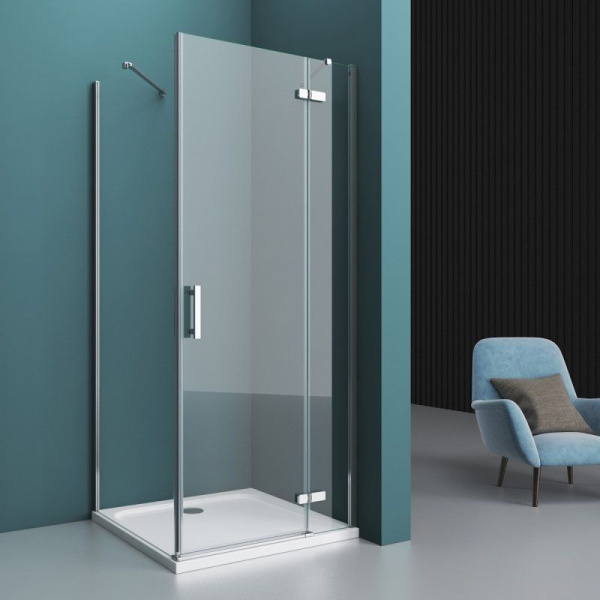 Душевая кабина BelBagno Kraft 1000x1000x1950, прозрачное стекло, хром правый, KRAFT-A-12-100-C-Cr-R