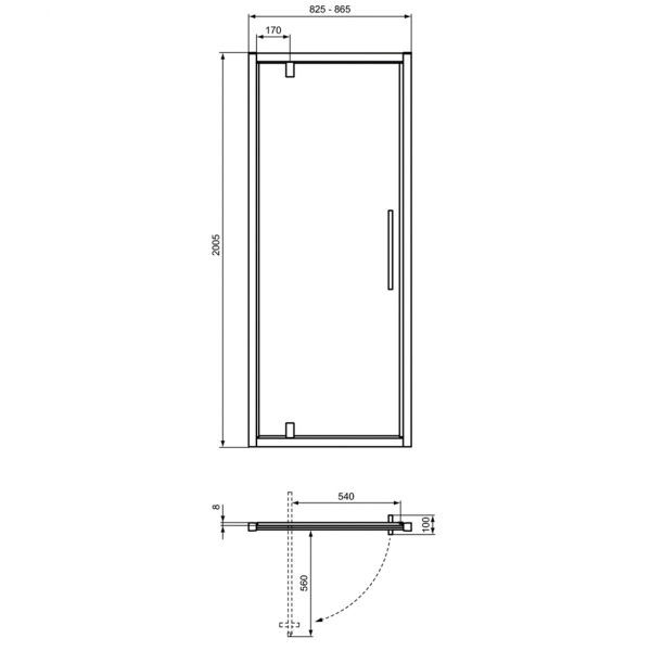 Душевые двери Ideal Standard I.Life PV 85 см для установки в нишу, T4838EO